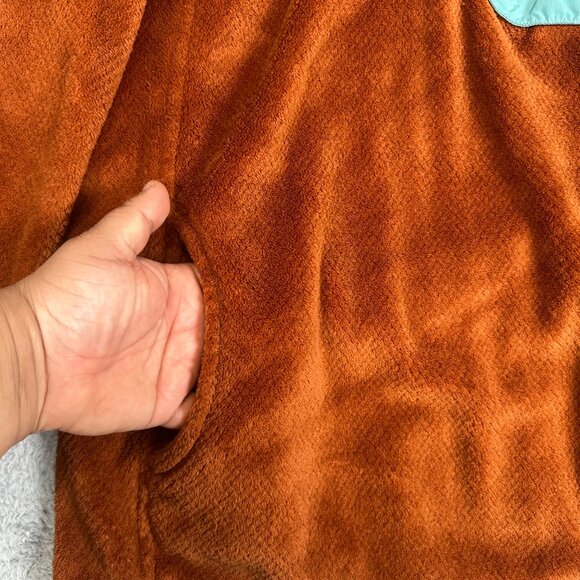 Patagonia Synchilla Snap-T Pullover Fleece Shirt Jacket Burnt Orange Aqua Size M - Picture 6 of 13